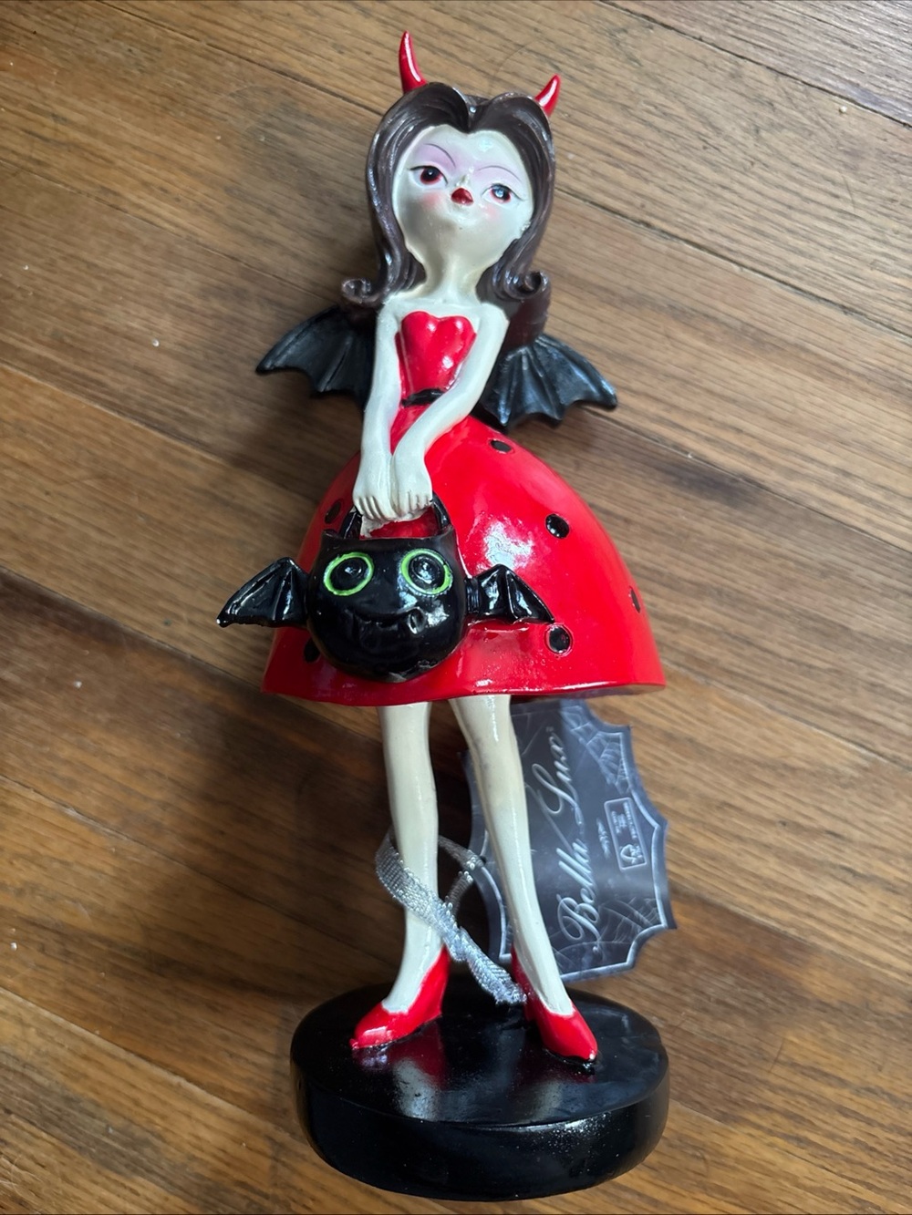 Bella Luxx Red Devil Girl Figurine with Black Wings NWT